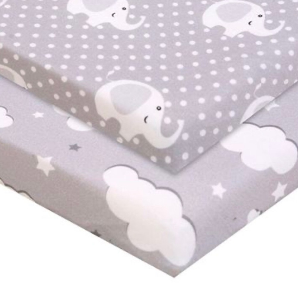 Fitted pack n play sheets : clouds and elephants